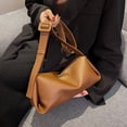 thumbnail image 5 of Bolso de axila de temperamento Popular bolso de mujer simple de moda bolso de viajero de un solo hombro bolso de cuero de PU marrón, 5 of 5