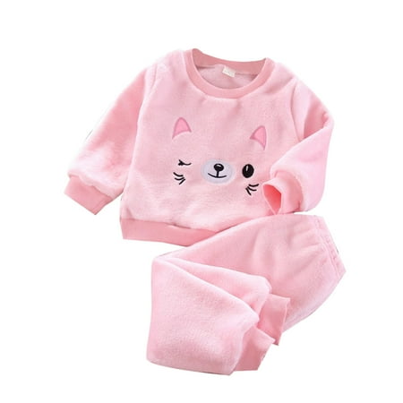 

Pajamas for Kids Children s Pajamas Thickened Little Boys Autumn And Winter Fuzzy Boys And Girls Coral Velvet Girls Homewear Set For Children Kids Halloween Pajamas(Color:Pink Size:6-12 Months)