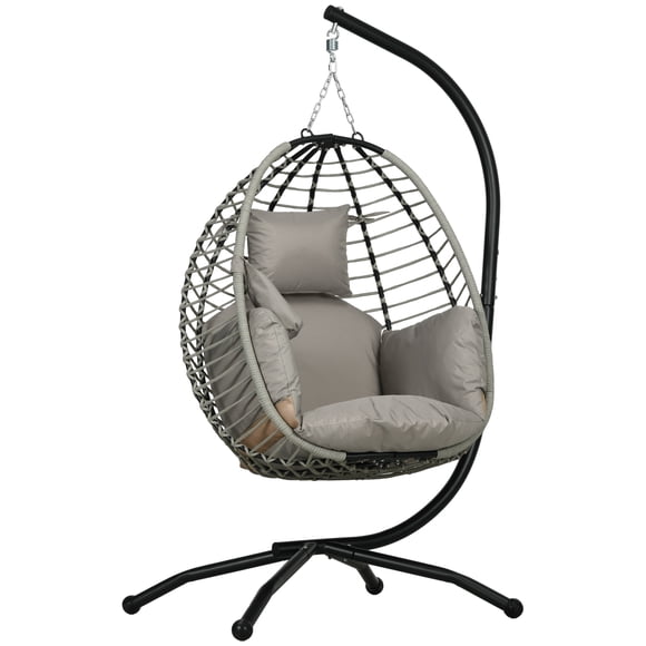 Outsunny Hanging Egg Chair with Thick Padded Cushion, Patio Swing Chair