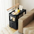 thumbnail image 6 of TYUIOP Rolling Side Table with Storage, Modern 2-Drawer Side Table with Wheels & Open Shelves, Small Night Stand, Narrow Bedside Table for Small Spaces Living Room Bedroom. Black 2, 6 of 10