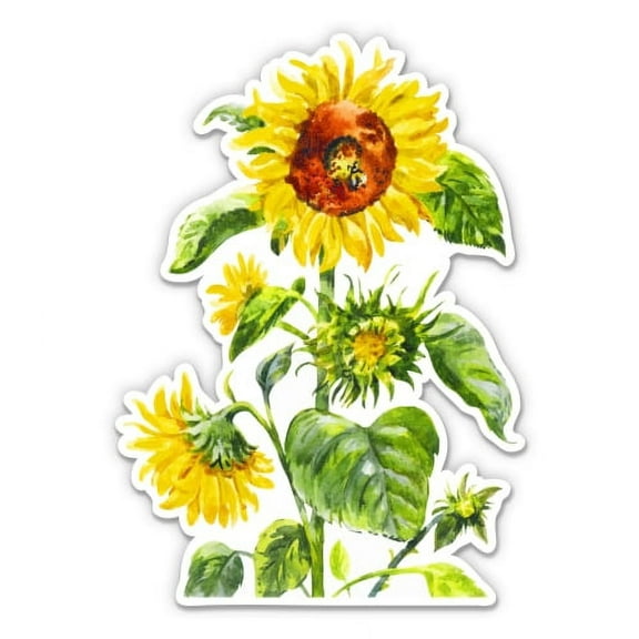 Sunflowers Painted Beautiful - 3" Vinyl Sticker - For Car Laptop I-Pad Phone Helmet Hard Hat - Waterproof Decal