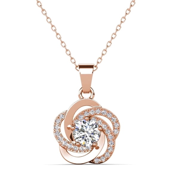 Cate & Chloe Stella 18k Rose Gold Plated Necklace with Simulated Diamond Crystals Gift for Women