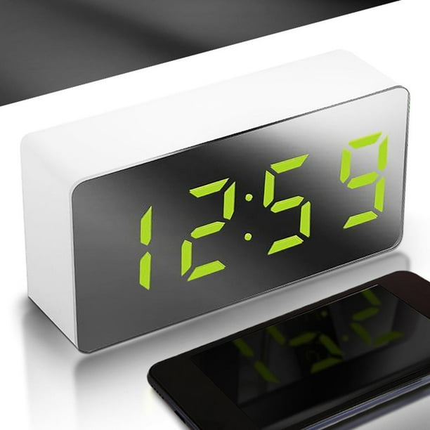 Reloj Despertador Con Espejo LED, Reloj Despertador Digital Multifuncional, Mini Reloj Despertador Electrónico Para Dormitorio, Sala De Estar Y Oficina ANGGREK Descripción de la referencia