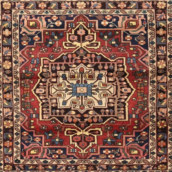Ahgly Company Indoor Square Traditional Brown Persian Area Rugs, 5' Square