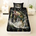 thumbnail image 3 of jejeloiu Camo Bass Fishing Twin Sheets,American Flag Inspired Bedding For Boys,Black Green,3 Pieces,1 Fitted Sheet and 1 Pillowcase, 3 of 6