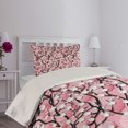 thumbnail image 2 of Ambesonne Pink Quilted Coverlet 2 Pcs, Sakura Tree Umbrellas, Twin Size, Black Pink, 2 of 4
