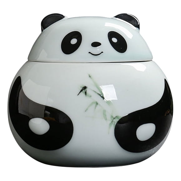 Tarro hermético de cerámica con tapa y diseño de panda