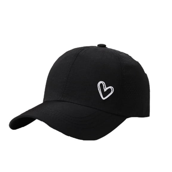Yuanlong Unisex Baseball Cap Heart Embroidery Breathable Sun Hat Adjustable Stylish Casual Daily Travel Sports Headwear
