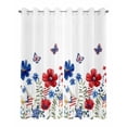 thumbnail image 2 of nqOlkjepod Outdoor Curtains for Patio Waterproof, 4th of July Outdoor Privacy Panels Grommet, Independence Day Red Blue Floral Butterfly Blackout Outside Curtains for Porch/Cabana 54"x84", 2 Panels, 2 of 8