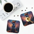 thumbnail image 4 of Pofeuu Starry Sky Meditating Fox Print Coasters for Drinks, 4Pack PU Leather Coasters, Bar Drink Coasters for Tabletop Protection, Furniture from Damage-Square, 4 of 6