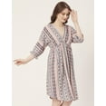 thumbnail image 3 of Moomaya Printed Quarter Sleeves Short Dress, Knee Length Flared Hem Summer Dress, 3 of 8