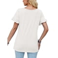 thumbnail image 3 of Avamo T-Shirts d'Été pour Femmes Col Ras du Cou T-shirt Manches Courtes T-shirt Chandail Confortable T-shirt de Travail Blanc 2TG, 3 of 4
