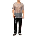 thumbnail image 2 of INSPIRE CHIC Mesh Sheer T-Shirt for Men's See Through Short Sleeves Party Shiny Tee Tops S Silver Gray, 2 of 4