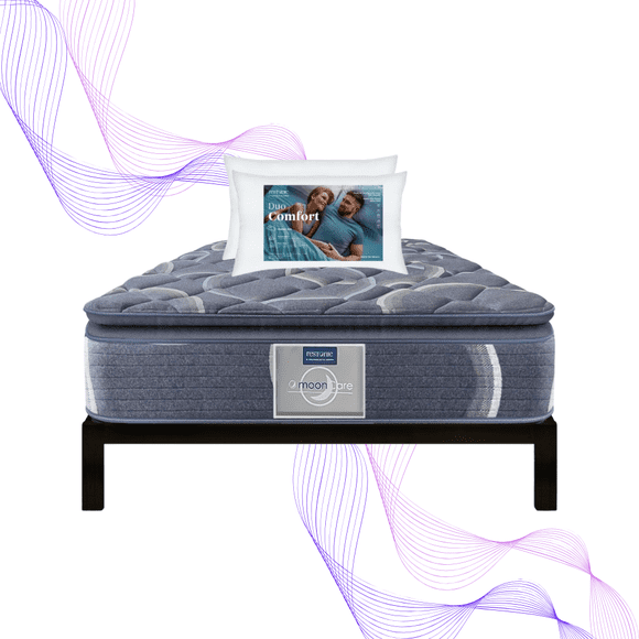 Colchon Matrimonial Restonic Ortopedico Confort Plus + 2 Almohadas Restonic + Sabanas blancas + Box Matrimonial