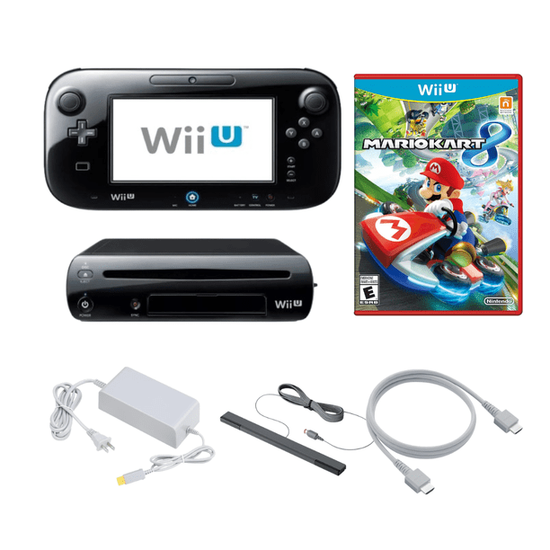 Nintendo Wii U Console 32GB Black with GamePad & Mario Kart 8 Game (Refurbished)