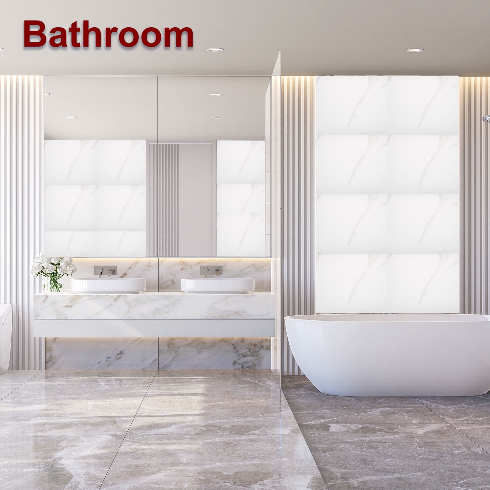 Uxcell 10Pcs Peel and Stick Marble Tiles, Waterproof Wall Panel Backsplash, 12"x12" Peel and Stick Shower Tiles for Bathroom, Classic White Design