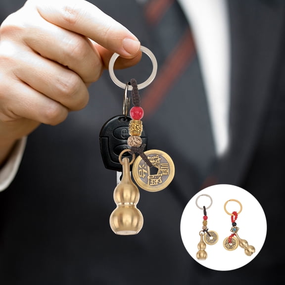 WHAMVOX  2 Pcs Key Chain for Car Keys Copper Gourd Keychain
