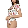 thumbnail image 2 of Daiia Rose Flowers print Women's Crew Neck Short Sleeve Bodysuit Fashion Tops Fit Casual Basic Extender Bodysuit-Medium, 2 of 9