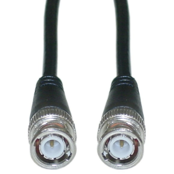ACL Câble Coaxial BNC Mâle à BNC Mâle RG58/AU de 10 Pieds avec Conducteur Central en Cuivre, Noir, Lot de 5