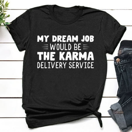 

OKBOP Bustier Tops for Women Shirt Tees Funny Cute Short Sleeve Fun Letter Print T Shirt Gift Gift for Couples Women S Tops Tees & Blouses Black Shirt