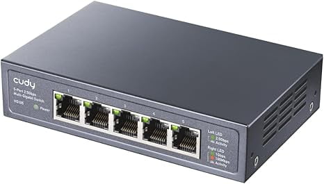 Cudy 5-Port Multi-Gigabit Ethernet Switch, Full 2.5Gbps Ports, Loop Detection, 802.3az Energy Saving, Desktop or Wall Mount, Fanless Design, HS105