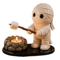 thumbnail image 2 of LOWLHOME Ghost Figurine Roasting Candy Corn Decor, Halloween Cute Ghost Candle, Spooky Fall Decor Tabletop Centerpiece For Home Desk Bedroom, 1Count, Mummies, 2 of 4
