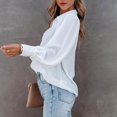 thumbnail image 2 of Blusa Manga Larga Solapa Color Puro Con Botones Ormromra Casual Tops De Moda Para Mujer Blanco S, 2 of 6