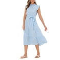 thumbnail image 4 of INSPIRE CHIC Vestidos Midi para Mujeres con Cuello Mock y Mangas Rizadas XL Azul, 4 of 6