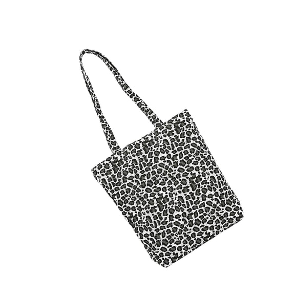 OUNONA Leopard Print Tote Bag for Women, White PU and Polyester, Daily Use Handbag