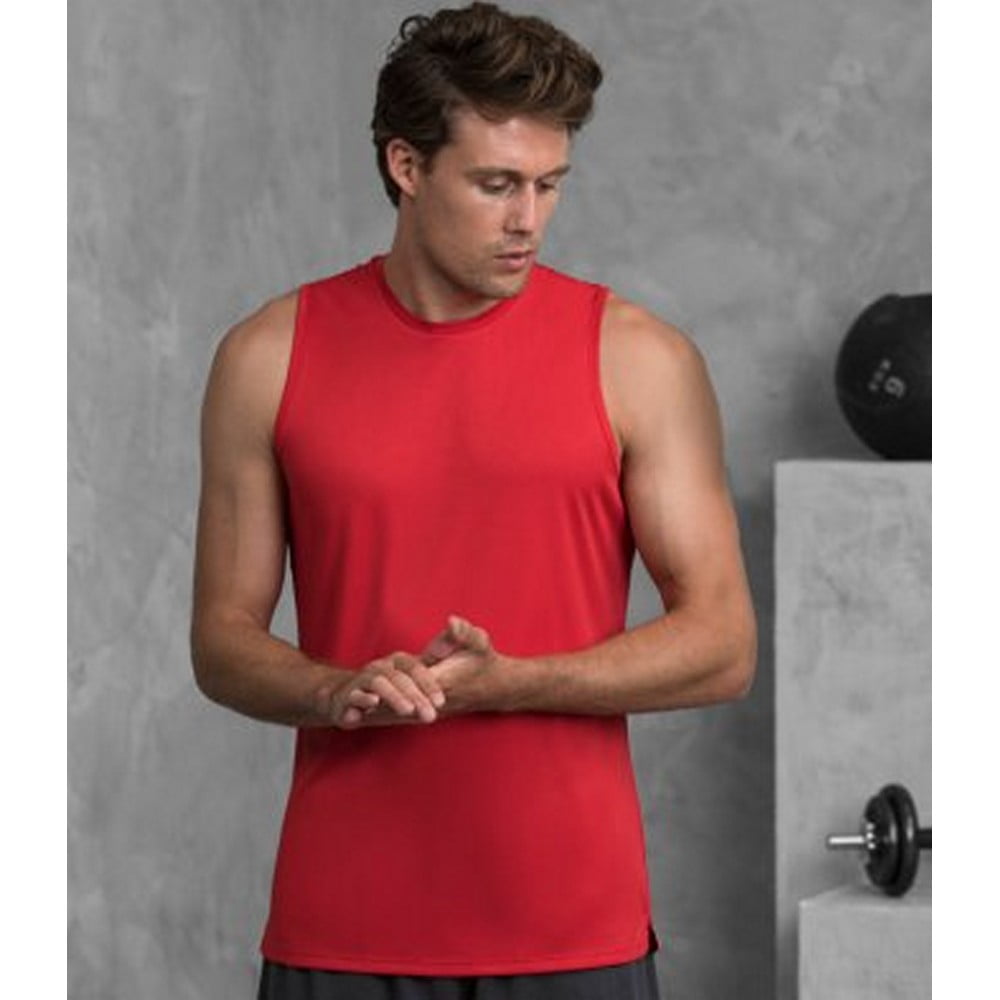 AWDis Mens Sleeveless Cool Vest Fire Red AWDis Mens Sleeveless Cool Vest Fire Red