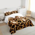 thumbnail image 3 of Feelyou Fashion Brown Bow Twin Comforter Sets, Polkadots Cheetah Print Bedding Set, 2pcs, 3 of 8