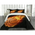 thumbnail image 2 of Ambesonne Sports Quilted Coverlet 3 Pcs, Basketball Shoot Art, Queen Size, Orange Black, 2 of 4