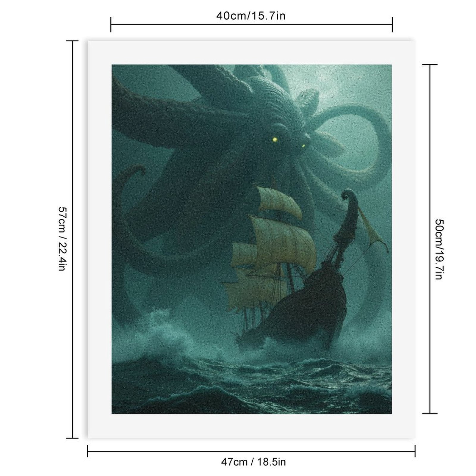 Paint By Numbers Kit for Adults Beginner - DIY Epic Sea Monster Ship Adventure Canvas Painting Kits for Adults, Frameless Paint By Number for Adults for Home Wall Decor 16x20 Inch