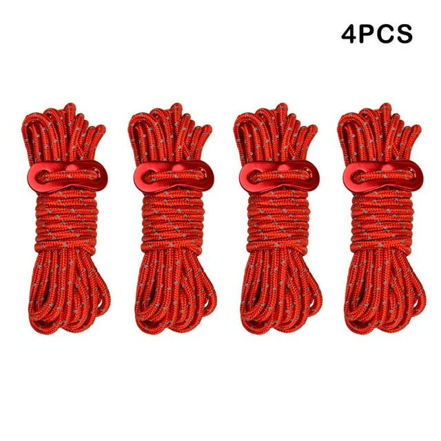 4X Tent Lanyard Reflective Rope Wind Cord High-strength Fine DIY Prop Survival Equipments Workmanship DIY Prop Universal Outdoor Accessories Replaced Part Red