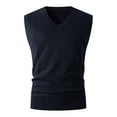 thumbnail image 2 of Sleeveless Vests for Men Knitted V Neck Fleece Lined Tank Tops Mens Casual Solid Color Stretchy Slim Pullover Basic Warm Outerwear Vest, 2 of 5