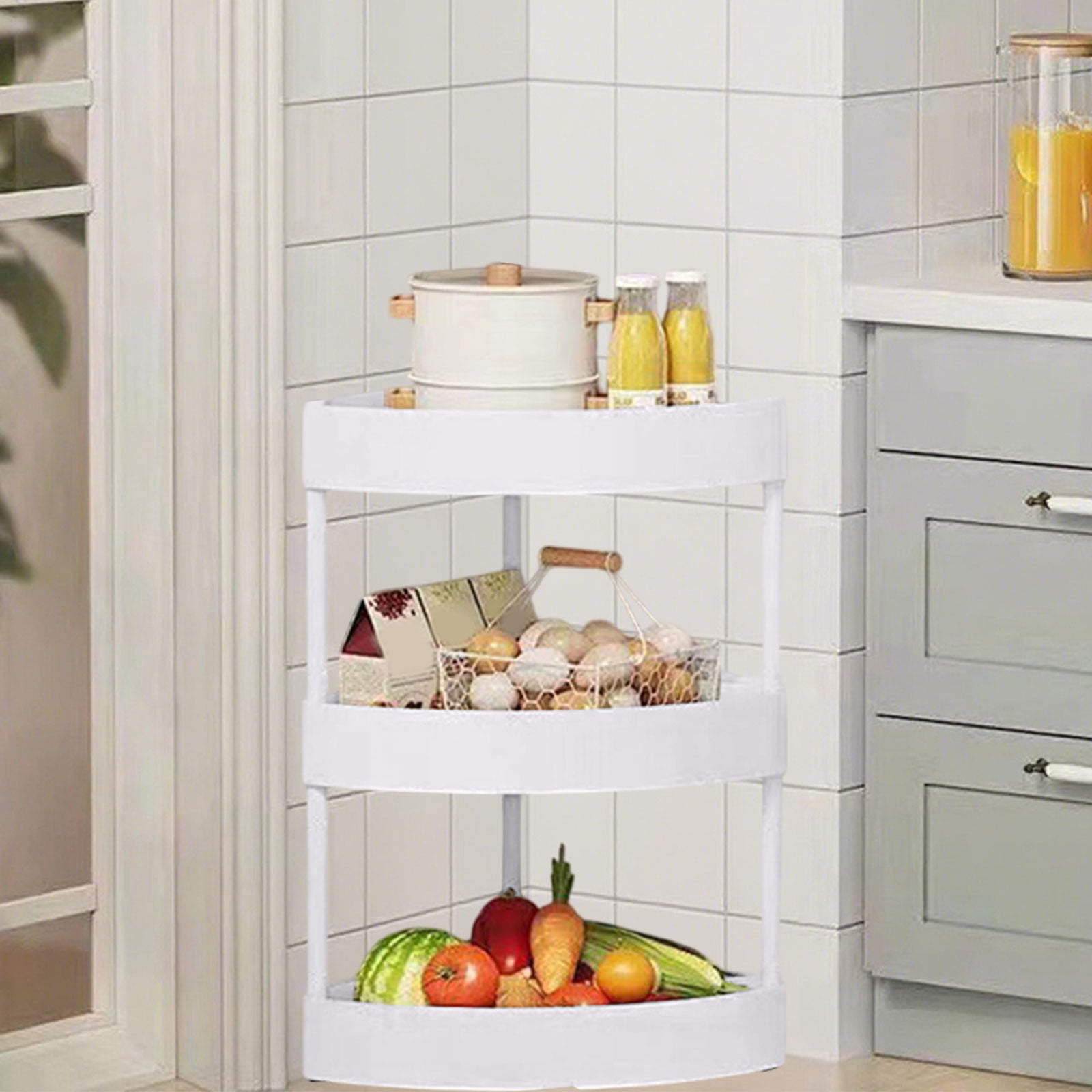 Zzbeans Bathroom Corner Storage Shelf, Removable Roller Floor Standing Toilet Organizer, Hollow-Out Drainage Tripod Shelves for Kitchen Crevice Glass Door Wall, White