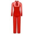 thumbnail image 2 of TTAO Kids Girls Full Body Leotard One Piece Gymnastics Skating Romper Latin Jazz Overalls Long Sleeve Unitard Red 10, 2 of 7