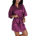 thumbnail image 2 of snilers Silk Robes for Women Satin Kimono Bathrobe Glitters Bridesmaid Letter Print Sleepwear Wedding Party 3/4 Sleeve Nightgown, 2 of 6