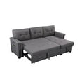 Bowery Hill Gray Reversible Sleeper Sofa Storage Chaise with USB