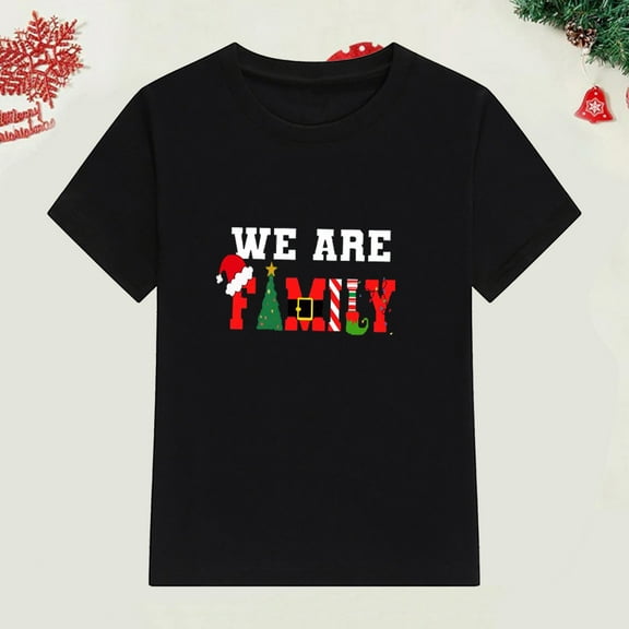 Family Matching Sets Short Sleeve Graphic Tee Shirts for Men Women Children Crewneck Casual Holiday T-shirts