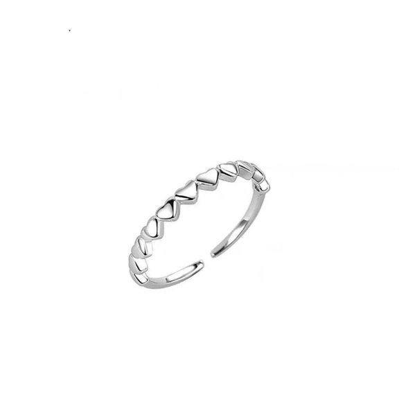 Womens Adjustable Sterling Silver Ring with Gemstones and Love, Water Drop, or Bell Pattern Designs