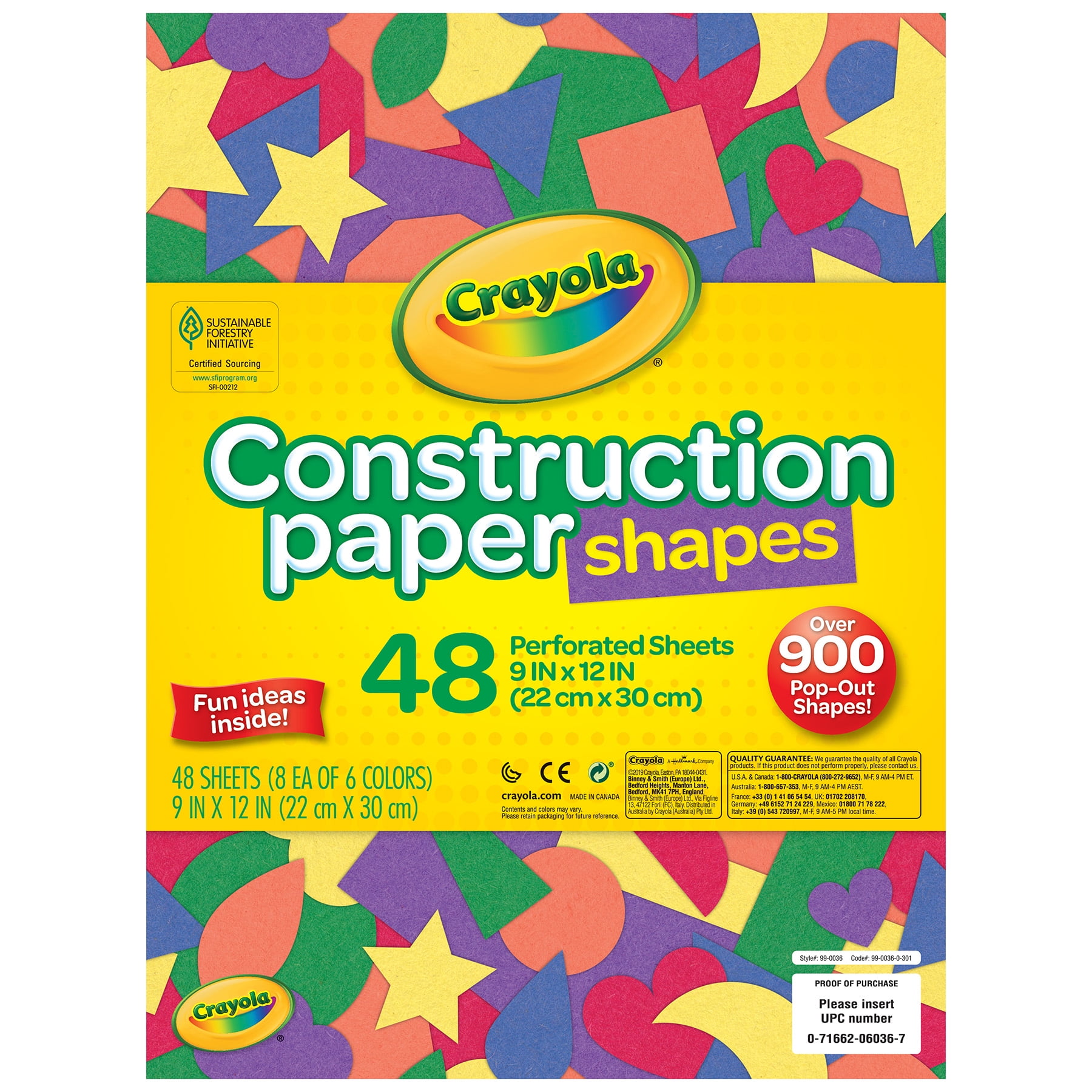 Crayola Construction Paper Shapes, 48 Perforated Sheets Per Pack, 3 Packs