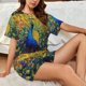 thumbnail image 4 of Fotbe Peacocks Conjunto de Pijama Estampado para Mujer, 2 Piezas, Ropa de Dormir con Camiseta de Manga Corta y Shorts Suaves-Large, 4 of 6
