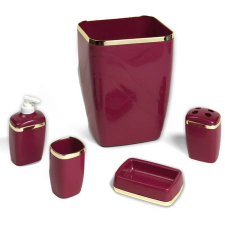 5 Piece Bath Bathroom Accessory Set Wastebasket Soap Dish with Chrome Trim Walmart.com 5 Piece Bath Bathroom Accessory Set Wastebasket Soap Dish with Chrome Trim Walmart.com