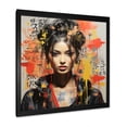 thumbnail image 2 of Designart "Collage of Japanese Woman in Pop Art II" Fashion Framed Wall Art Decor - Glam Red Woman Entryway Framed Wall Art, 2 of 6