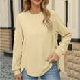 thumbnail image 5 of Fall Pullover Sweater Blouses for Womens Quarter Buckle Lapel Blouse Long Sleeve Thermal Shirts Comfort Casual Solid Basic Thermal Sweatshirt, 5 of 7