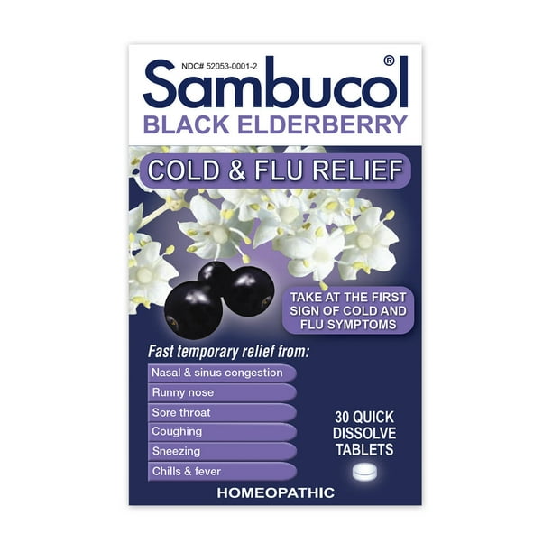 Sambucol Black Elderberry Homeopathic Cold & Flu Relief Tablets 30 ct