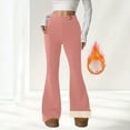thumbnail image 2 of Women Thermal Leggings Sherpa Fleece Lined Stretch Warm Bell Bottom Flared Long Pants High Waist Winter Jeggings (L, Pink), 2 of 7