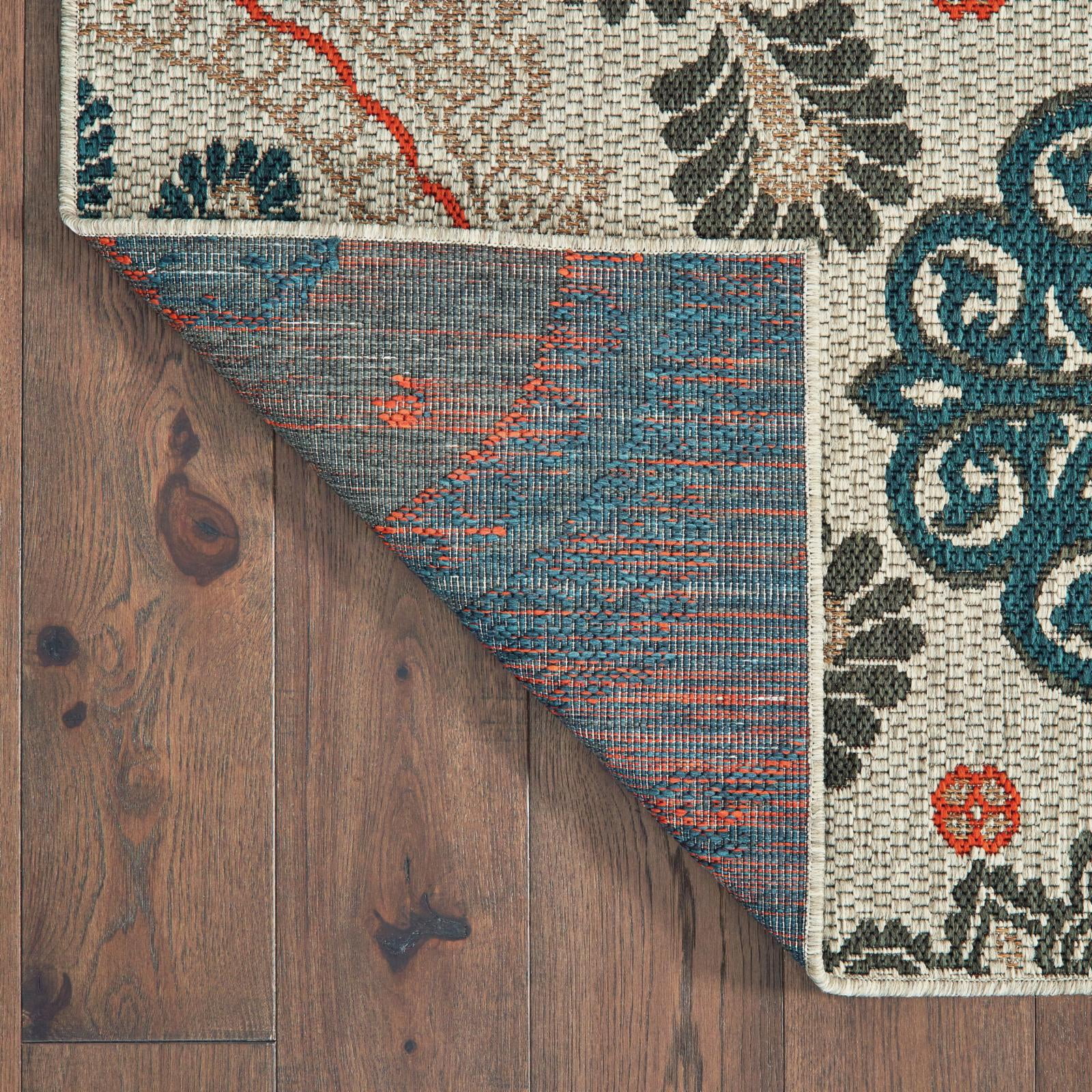 Avalon Home Lakeland Tribal Indoor/Outdoor Rug, 9'10" X 12'10", Grey/ Orange