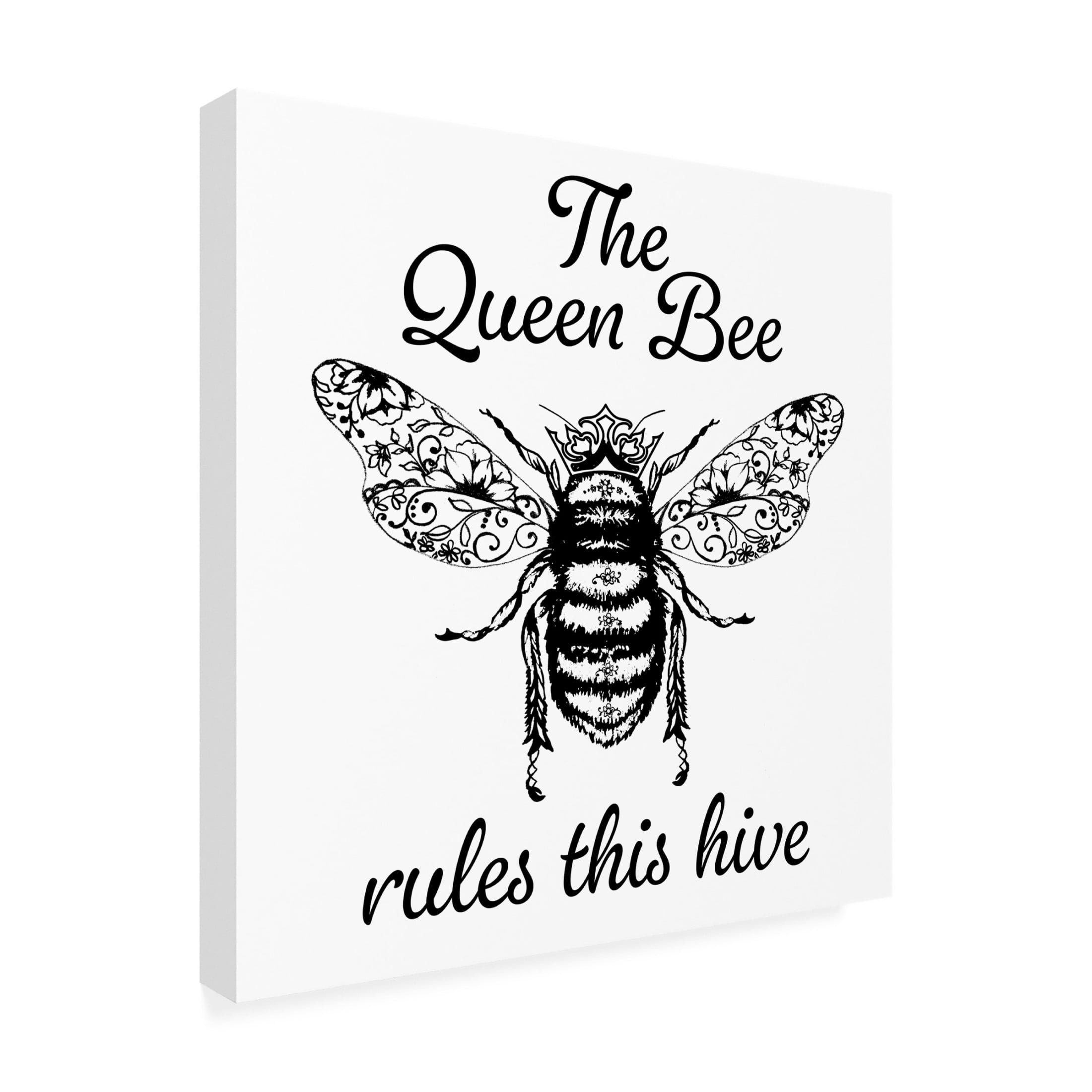 Canvas Wall Art - Jean Plout 'Queen Typography B' Wall Art for Living Room, Bedroom, or Office Décor by Trademark Fine Art - 24 x 24 Inches